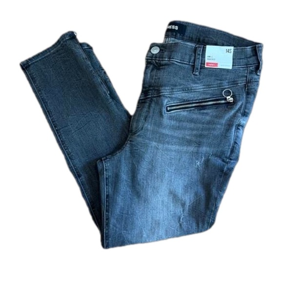 Express Gray Ankle High Rise Stretch Denim Perfect Jeans Size 14S Women NWT - Picture 3 of 13